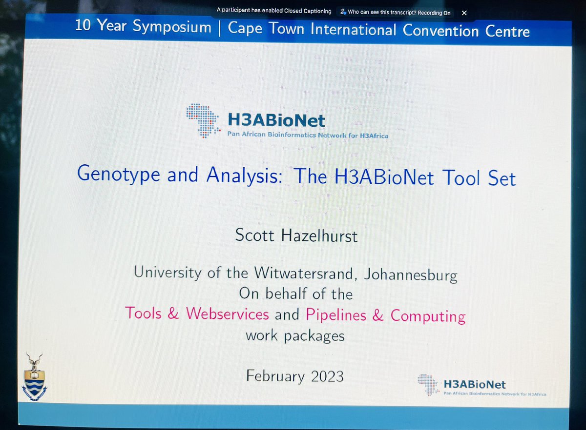 CAfGEN1's tweet photo. At the ongoing #H3ABionet 10 year Symposium. @shazeZA giving his talk on Genotype and Analysis: The H3ABionet Tool Set. #H3ABioNet10YearImpact https://t.co/zUhtYm72A0