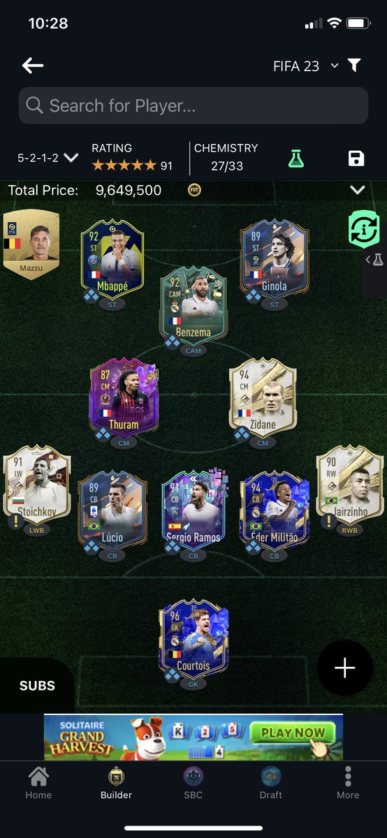 FPL_DiCanio's tweet photo. @FIFA22_INFO Currently run with the 1st, but thinking of dropping Zidane and putting Ben Yedder in the 2nd https://t.co/NUHAUM9fL6