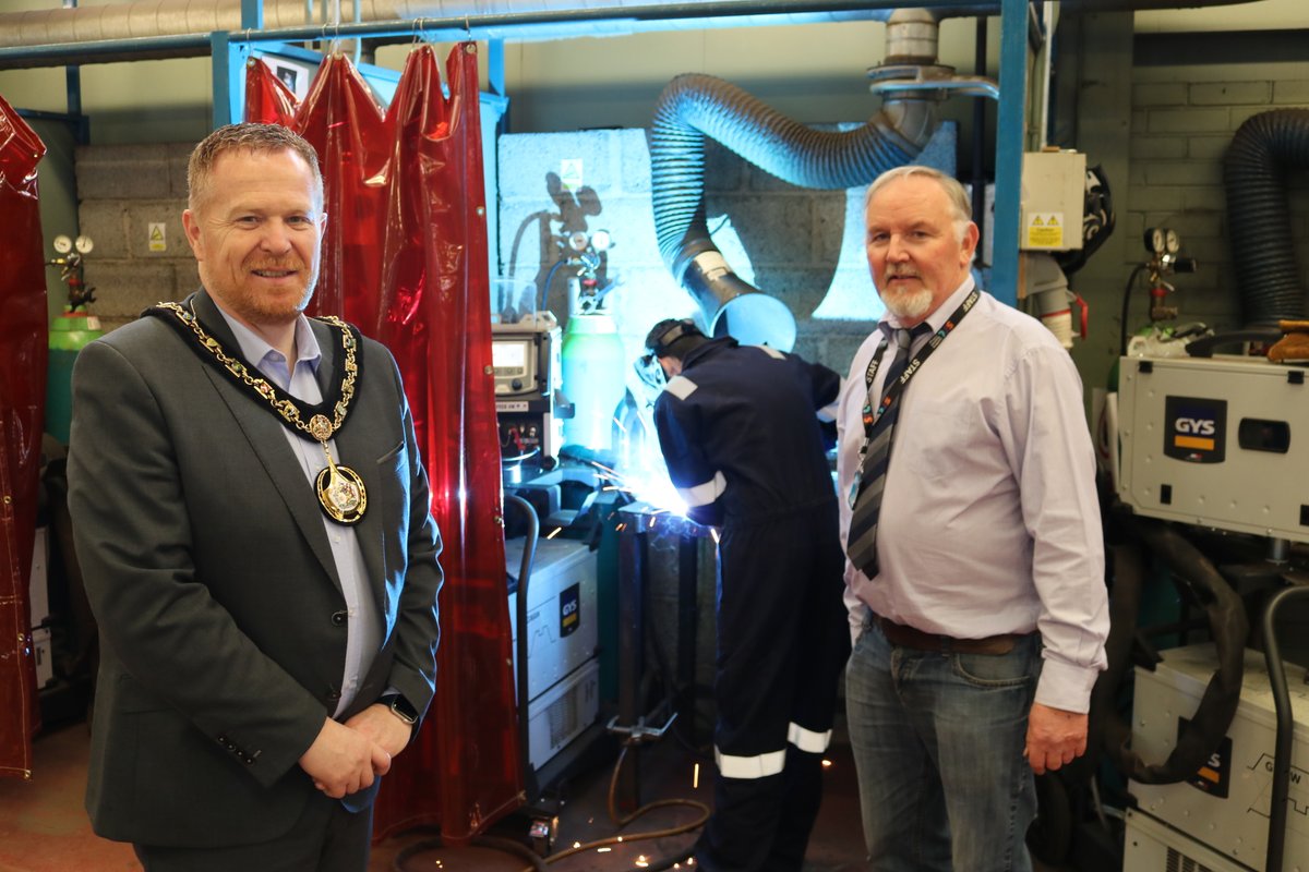 abcb_council's tweet photo. Lord Mayor @PaulGreenfield4 visited SRC's Portadown campus last week to meet people participating on the #ABCLMP's new 2-week introductory Welding Programme and working towards a Level 1 welding qualification. #Training #Employment https://t.co/a5E5AJIF2u