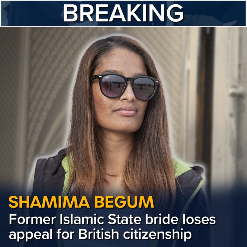 TalkTV's tweet photo. Shamima Begum has lost her appeal for British citizenship. What is your response?