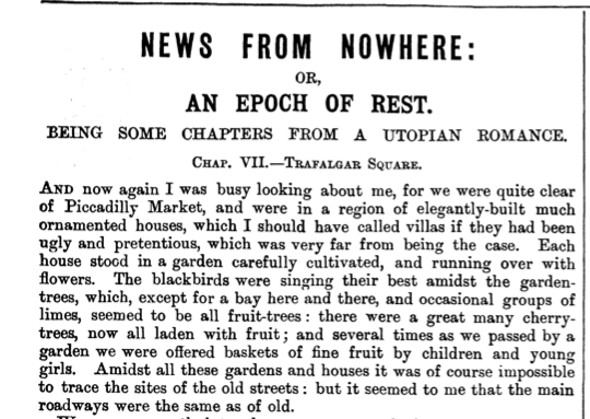 WMCommonweal's tweet photo. #OTD William Morris worked his experience of the November 1887 Bloody Sunday events in Trafalgar Square into his utopian novel News from Nowhere. In Morris's communist future, the Square is transformed into an apricot orchard. #Commonweal 6.215 (Feb 22, 1890) #WilliamMorris https://t.co/FPW0rOzG4l