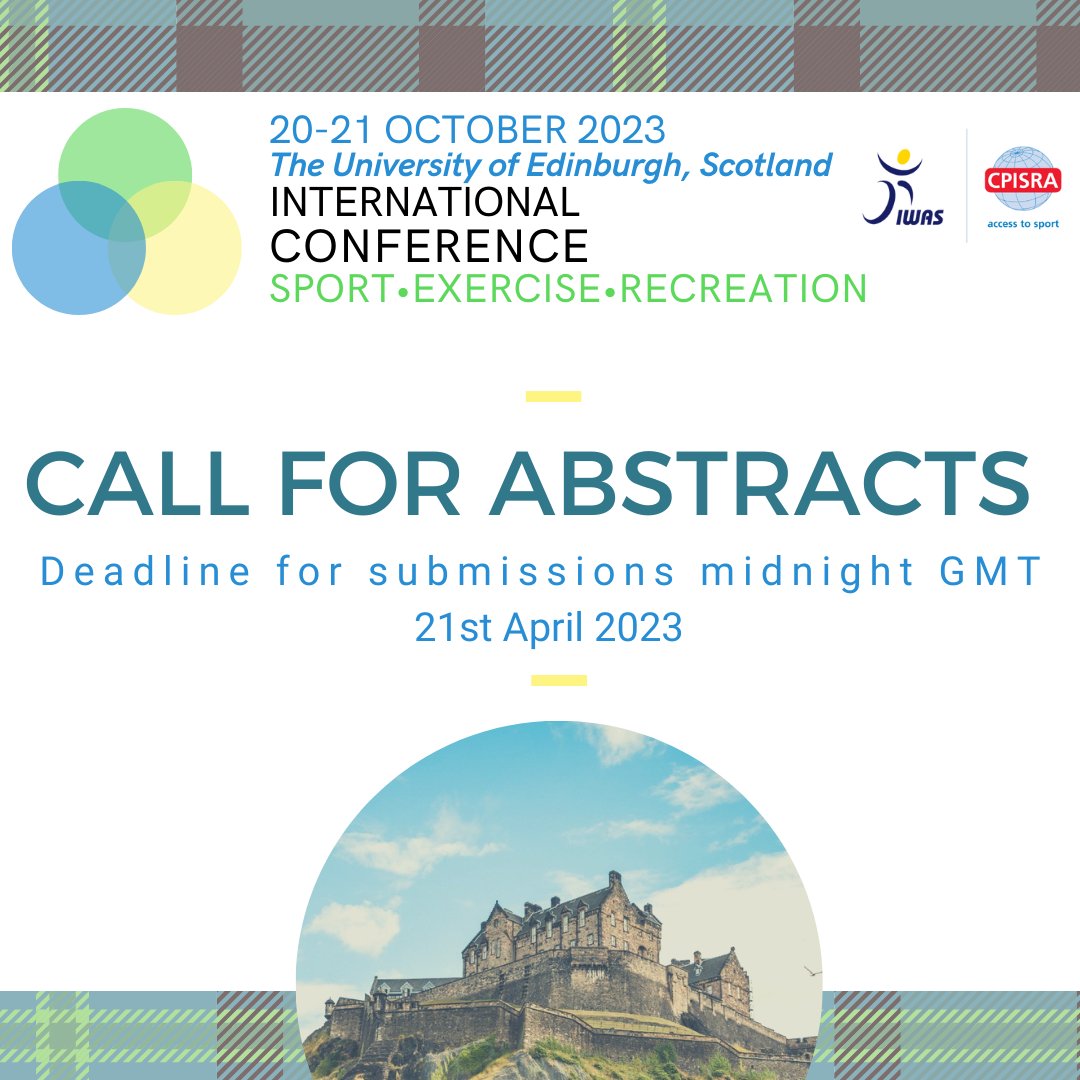 Interested in disability? Interested in sport, exercise, recreation and health? We have an exciting conference coming up in October. Please feel free to submit an abstract in to us - we would love to see it!

cpisra.org/cpisraconferen…