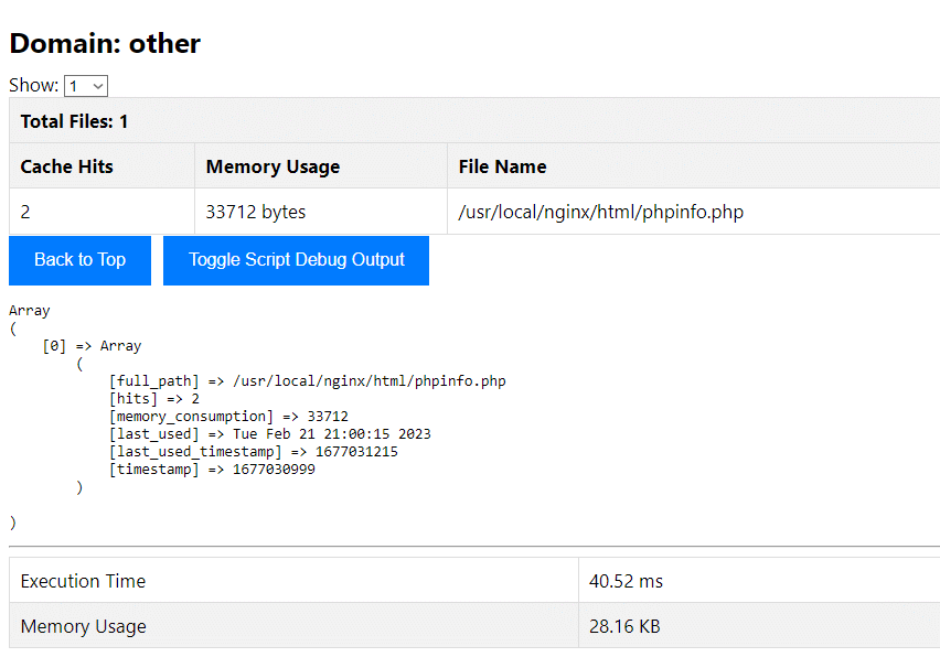 George_SLiu's tweet photo. Asked ChatGPT to also add to my PHP Opcache script a 2nd Highcharts pie chart style which I like best and add CSS marked up on the per domain grouped Opcache file table debug buttons for troubleshooting #php #opcache #devops #chatgpt https://t.co/uOGfp7WIhM