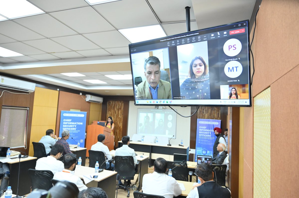 _DigitalIndia's tweet image. 5-day #CISOs Deep Dive training prog undergoing @ Netaji Subhas Administrative Training Institute, Kolkata 

Organized by @GoI_MeitY, implemented by @NeGD_GoI 

To spread awareness on #cybersecurity &amp;amp; build capacity of Govt Depts. 

#cybersurakshitbharat #DigitalIndia