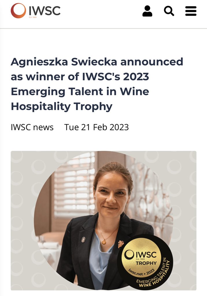 Congratulations to our Wine Sommelier Agnieszka Swiecka on winning the IWSC 2023 Emerging Talent in Wine Hospitality award!