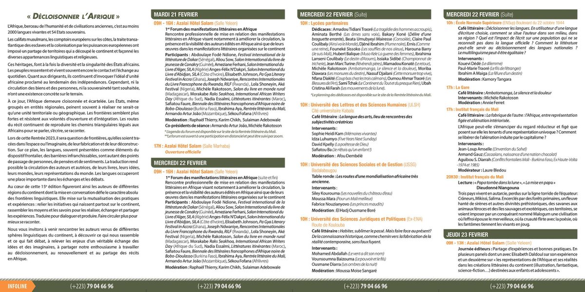 indpuballiance's tweet photo. 🇲🇱La 15ème édition de La Rentrée littéraire du Mali se déroule du 21 au 25 février à Bamako, Sikasso, Djenné et Tombouctou, autour du thème "Décloisonner l'Afrique" ! Orchestrée par Ibrahima Aya des Éditions Tombouctou, elle réunit un grand nombre de membres de l'Alliance : https://t.co/VQ1rekrTdm