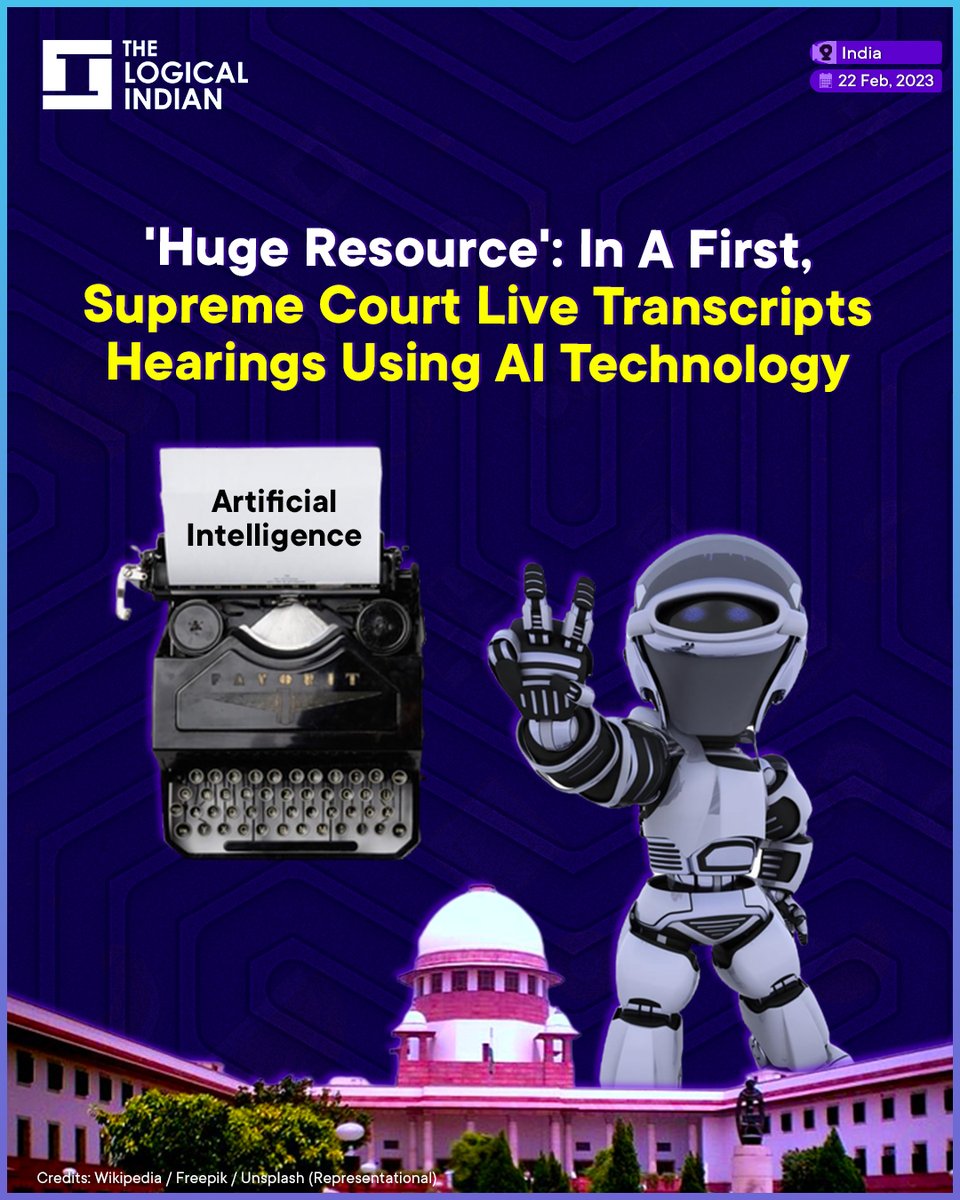 LogicalIndians's tweet image. In a first,  the Supreme Court started a system for testing live transcription of oral arguments through Artificial Intelligence (AI) tools and Natural Language Processing (NLP) technology.

#SupremeCourt  #transcripts  #AITechnology