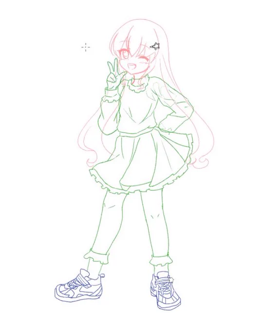 これはうちの子の描き途中なんだけど髪下ろしたらはーちゃんになったやつうちの子は実質久川颯かもしれない(?) 