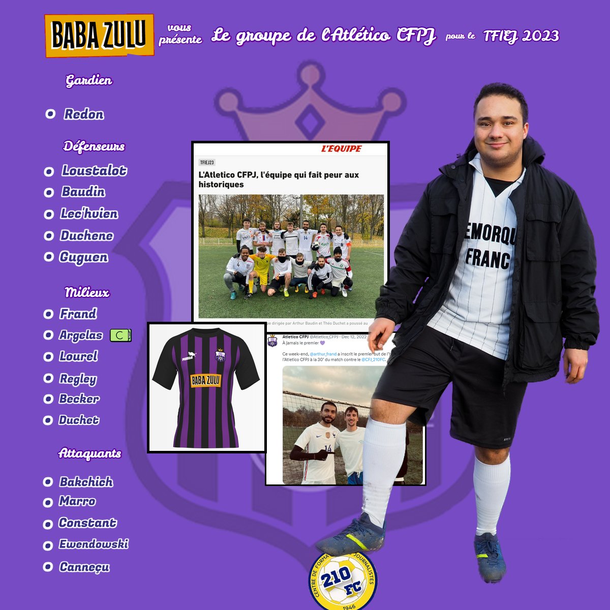 🚨 Le groupe de l'Atletico CFPJ pour le #TFIEJ2023 (qu'il ne disputera pas) !

L'Atletico se tient à l'entière disposition de l'organisation, que ce soit en qualité d'invité de dernière minute, de sparring partner ou même de ballon.

#Ouvrezvospoulesdetrois #Troisplusunçafait4