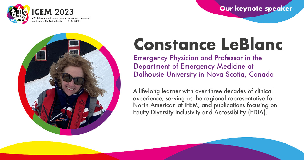 📣We have exciting news to share. Constance LeBlanc will join us for ICEM 2023 and will give us an inside view of EDIA, a topic that she regularly presents on due to her recent scholarship and publications. 👉icem2023.com/invited-speake… #icem2023 #emergencymedicine #amsterdam