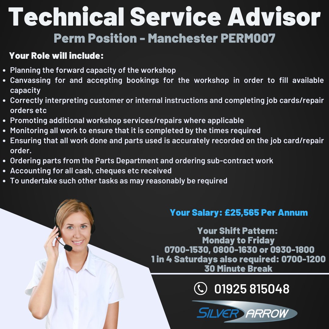 SilverArrowrec's tweet image. PERM007 Technical Service Advisor
Manchester
Call 01925 815 048 or Click here
silverarrow.co.uk/.../technical-…
#jobsearch #career #technicalservice