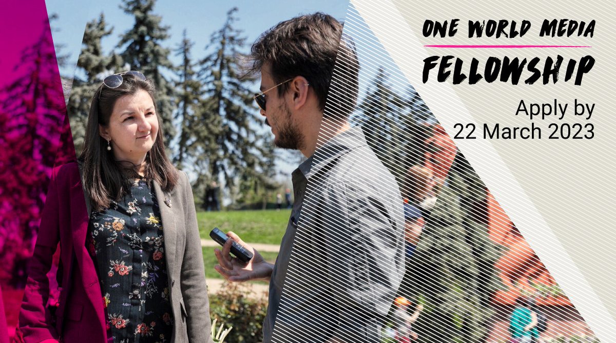 One World Media (@onewm) on Twitter photo The <a href="/onewm/">One World Media</a> Fellowship is now open! 🎉
We're looking for 10 storytellers for one year of training, mentorship, funding to tell underreported stories from the global south. Fellows report on a range of topics, across mediums and publish in major outlets 🌟
oneworldmedia.org.uk/fellowship/ The <a href="/onewm/">One World Media</a> Fellowship is now open! 🎉
We're looking for 10 storytellers for one year of training, mentorship, funding to tell underreported stories from the global south. Fellows report on a range of topics, across mediums and publish in major outlets 🌟
oneworldmedia.org.uk/fellowship/