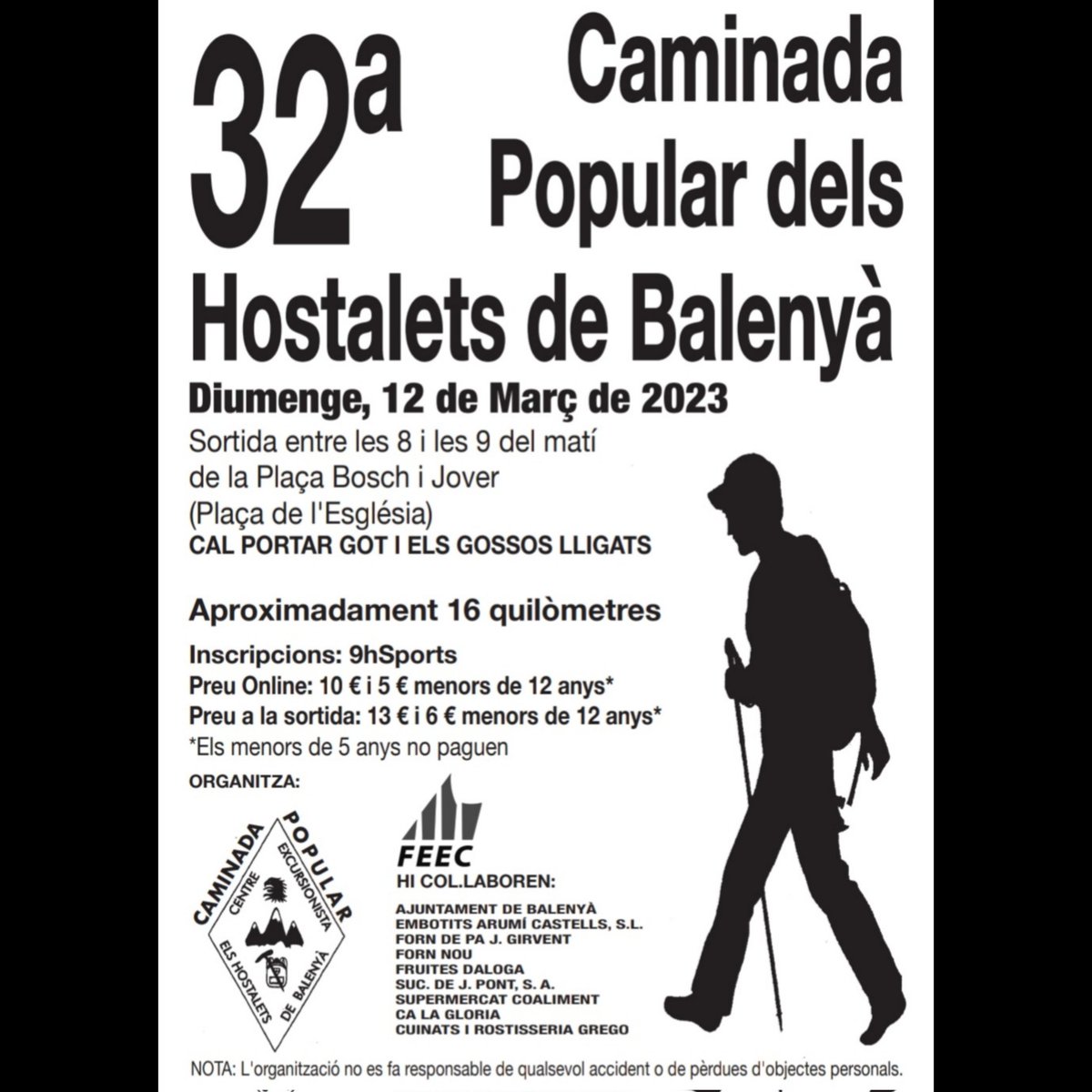 cehbalenya's tweet photo. Ja tenim el programa oficial de la 32A CAMINADA POPULAR DELS HOSTALETS DE BALENYÀ.
Recordeu que teniu dues opcions d'inscripció
1) online: https://t.co/9dsm6iJQz7
2)in situ en el moment de la sortida
@AjBalenya
#caminadapopular
#centreexcursionista
#cehbalenya https://t.co/Qo0TDmiU94