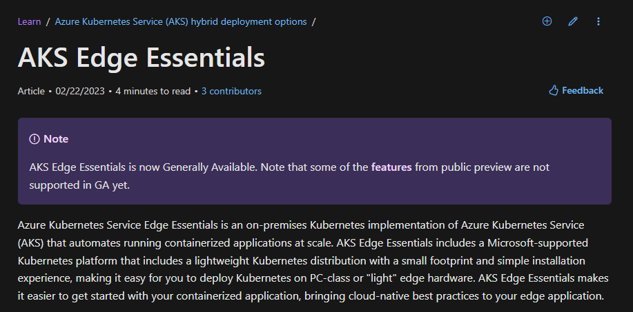 iotcoi's tweet photo. AKS Edge Essentials is now GA!!! 🚀🎉
I love this product - taking Kubernetes on the light edge in enterprise and industrial!
It has super potential and unlocks tons of new use cases and products
#AKSEE #AKS #Kubernetes #Azure #OTSystems #ITOT #lightEdge #EdgeComputing #mitkox https://t.co/Y8sPPwY3GR