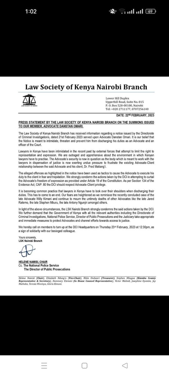 Caxstone P. Kigata on Twitter "The lawsocietykenya has termed the
