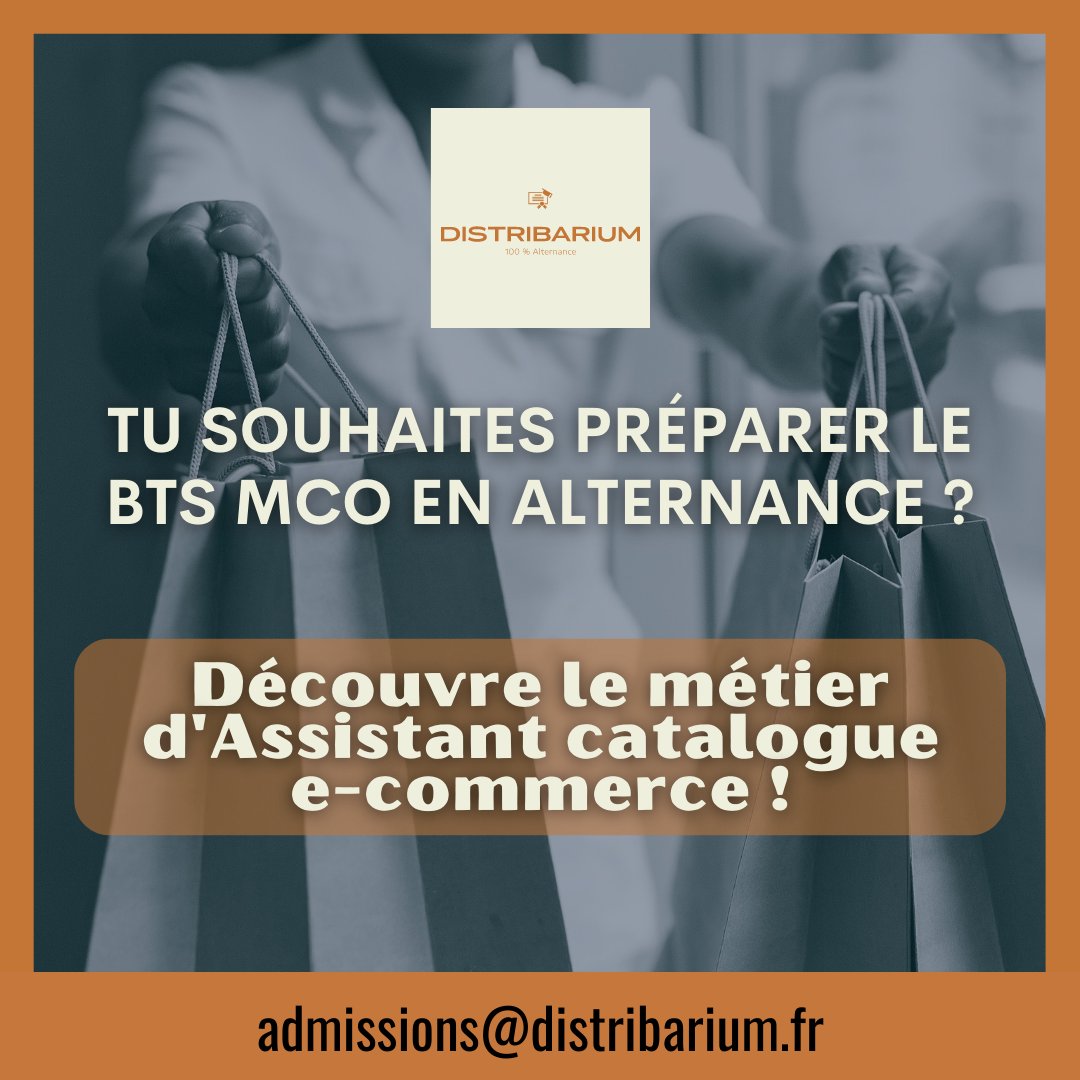 distribarium's tweet photo. Tu souhaites préparer le BTS MCO en Alternance ?
Découvre le métier d'Assistant catalogue e-commerce en contrat d'apprentissage !
Ecris-nous à admissions@distribarium.fr
Rejoins-nous à https://t.co/ApdfSGW721
#DISTRIBARIUM #APPRENTISSAGE #BTSMCO #PARIS #ALTERNANCE https://t.co/oG1nP1OcYx
