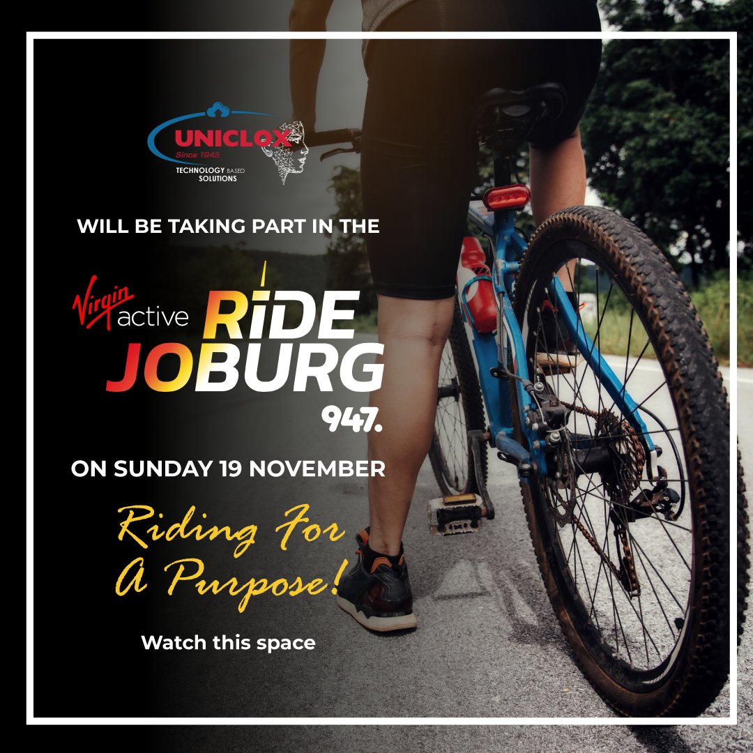 Uniclox_SA's tweet photo. Team Uniclox will be taking part in the 947 Ride Joburg on Sunday 19 November.
We’ll be riding for a purpose! Watch this space for updates.
#Uniclox #TeamUniclox #VirginActive947RideJoburg #26thEdition #Passion4Joburg #IamRidingJoburgFor https://t.co/VltXMbgQOT