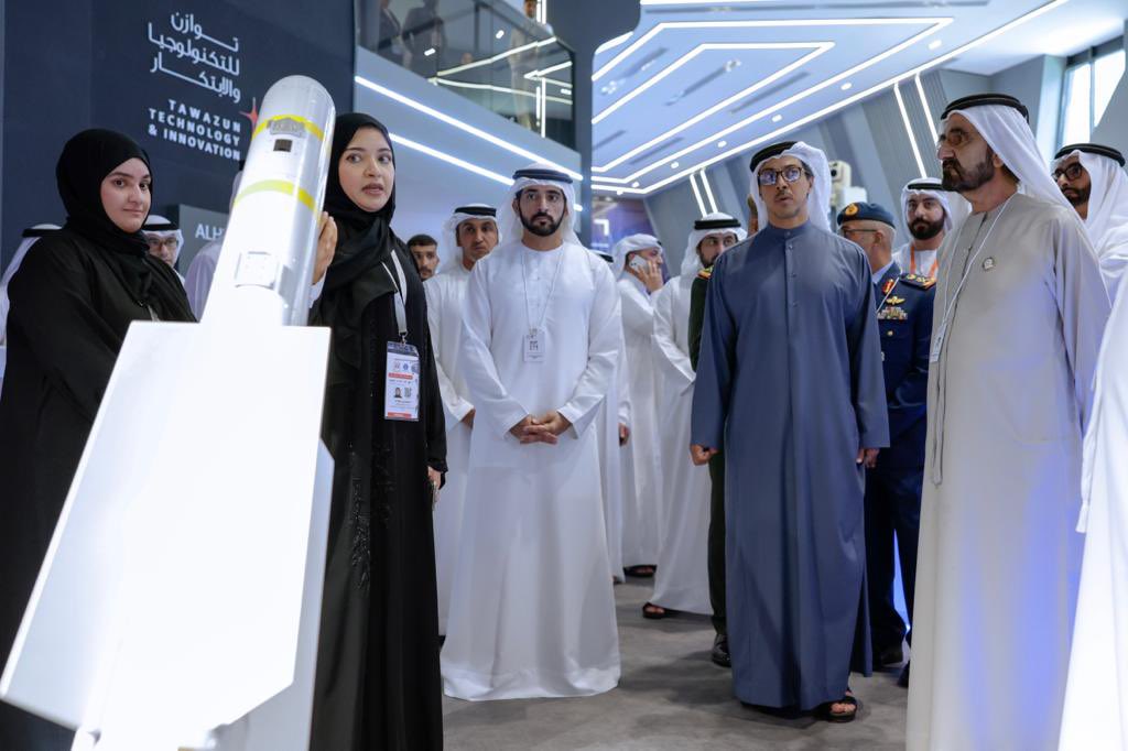 HHShkMohd's tweet photo. خلال زيارتي لمعرض آيدكس في أبوظبي اليوم .. 65 دولة تستعرض فخر صناعاتها الدفاعية .. و41 جناحاً إماراتياً يمثلون فخر صناعاتنا الدفاعية الوطنية من أسلحة ومدرعات وطائرات دون طيار وأنظمة حرب سيبرانية متقدمة وغيرها .. نحن دولة سلام .. والسلام يحتاج قوة تحميه وتديمه وتردع أعاديه .. https://t.co/W26fT4FYfv