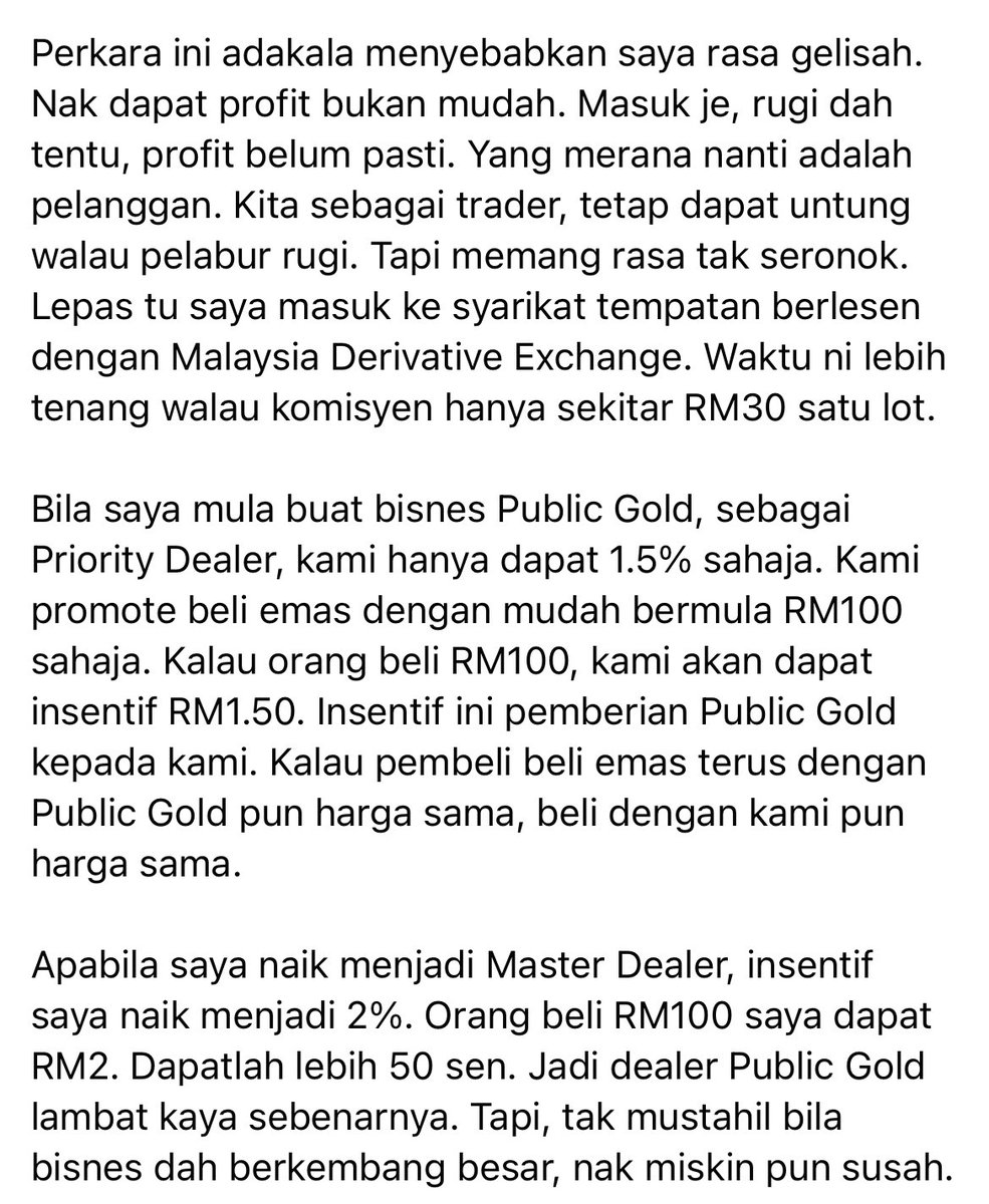 RahmanIsmail_'s tweet photo. Kenapa sarankan orang beli emas Public Gold walaupun komisen kecil? Kenapa bukan syarikat emas lain?
Ini perkongsian oleh business partner saya dalam Public Gold, seorang pemilik business tapak perniagaan dan collectors hotweels sebelum beliau kenal Public Gold. https://t.co/bHaxgFCZT6