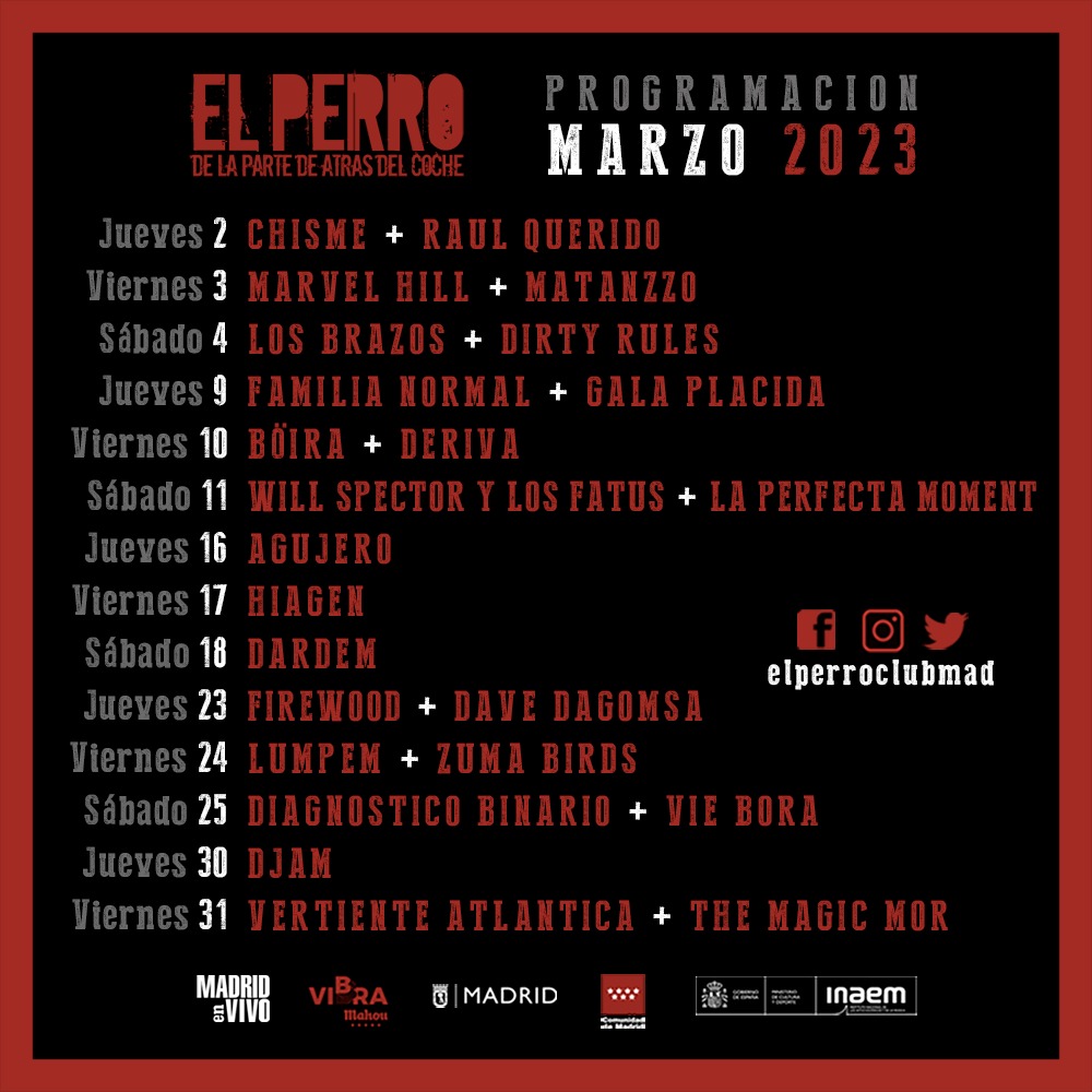 Programación Conciertos MARZO 2023
Os Esperamos en la cueva más canalla de Malasaña 🔥😉🐾