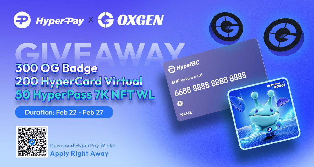 0xgen_io's tweet photo. 📣We're glad to hold the #Giveaway with 
@Hyperpay_tech on @Quest3_xyz🥳
 
⏲Feb. 22-27
🏆300 OG Badge @0xgen_io
💳200 #HyperCard Virtual
📄50 #HyperPass 7K #NFT WL

👉Finish the tasks below &amp; you will have a chance to win the prizes!😍
https://t.co/YTrbu0j5UI

#Airdrops #Quest3 https://t.co/S1SMM8GVR2