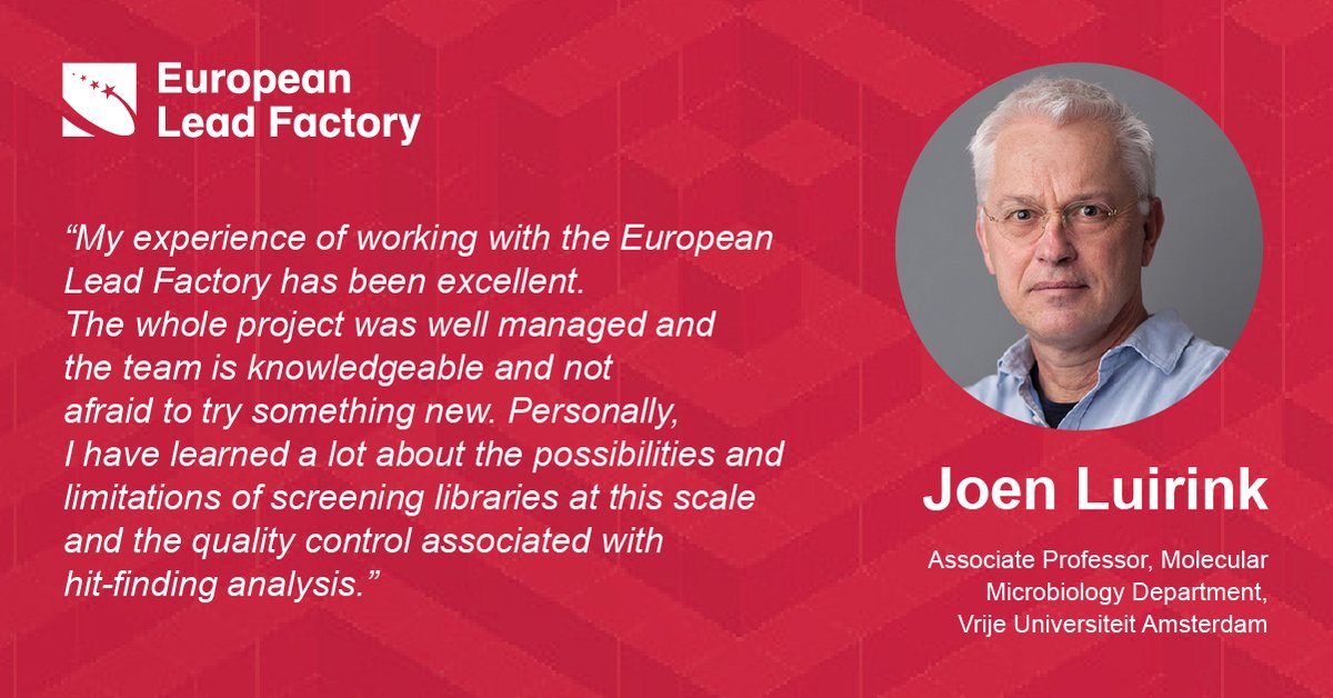 EuropeanLeadFactory (@euleadfactory) on Twitter photo Joen Luirink, Associate Professor & Head of Molecular Microbiology at <a href="/VUamsterdam/">Vrije Universiteit Amsterdam (inactief)</a>, whose research interests lie in protein trafficking in bacteria and vaccine development, talks of his experience of working with the European Lead Factory👉 bit.ly/3EwajG9 Joen Luirink, Associate Professor & Head of Molecular Microbiology at <a href="/VUamsterdam/">Vrije Universiteit Amsterdam (inactief)</a>, whose research interests lie in protein trafficking in bacteria and vaccine development, talks of his experience of working with the European Lead Factory👉 bit.ly/3EwajG9