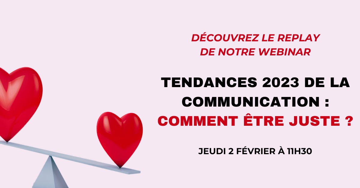 [#Mediapiloteenlive] #Replay de notre #webinar "#Tendances2023 de la #communication : comment #êtrejuste❓"
Découvrez les 4 grandes tendances de la communication pour la nouvelle année sur notre blog tendances👉bit.ly/3RpcFMk