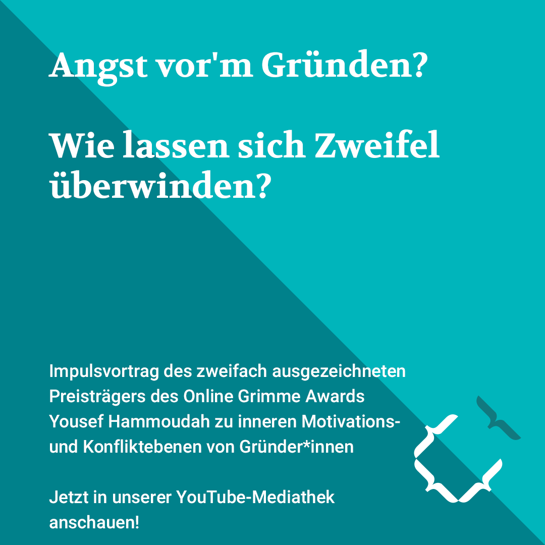 Kompetenzzentrum Kultur- und Kreativwirtschaft (@kreativ_bund) on Twitter photo Wer gründet, springt dabei früher oder später ins kalte Wasser – das kann ganz schön Angst machen. Wie geht man dabei am besten mit inneren Konfliktebenen um? 💭
<a href="/yousefhammoudah/">Yousef Hammoudah</a> hat seine Erfahrungswerte mit uns geteilt: youtube.com/watch?v=3SOhu9… Wer gründet, springt dabei früher oder später ins kalte Wasser – das kann ganz schön Angst machen. Wie geht man dabei am besten mit inneren Konfliktebenen um? 💭
<a href="/yousefhammoudah/">Yousef Hammoudah</a> hat seine Erfahrungswerte mit uns geteilt: youtube.com/watch?v=3SOhu9…