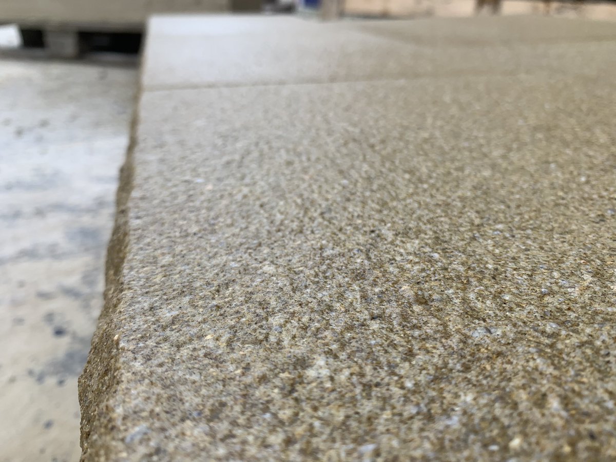 Proper job finished up this morning, locally quarried Gritstone hearth set, complete with a pitched, chiselled edge and a scabbled hearth top, the scabbling picks out the grain and character in this #Gritstone #Yorkstone #stonemasonry #idealforawoodburningstove #britishstone