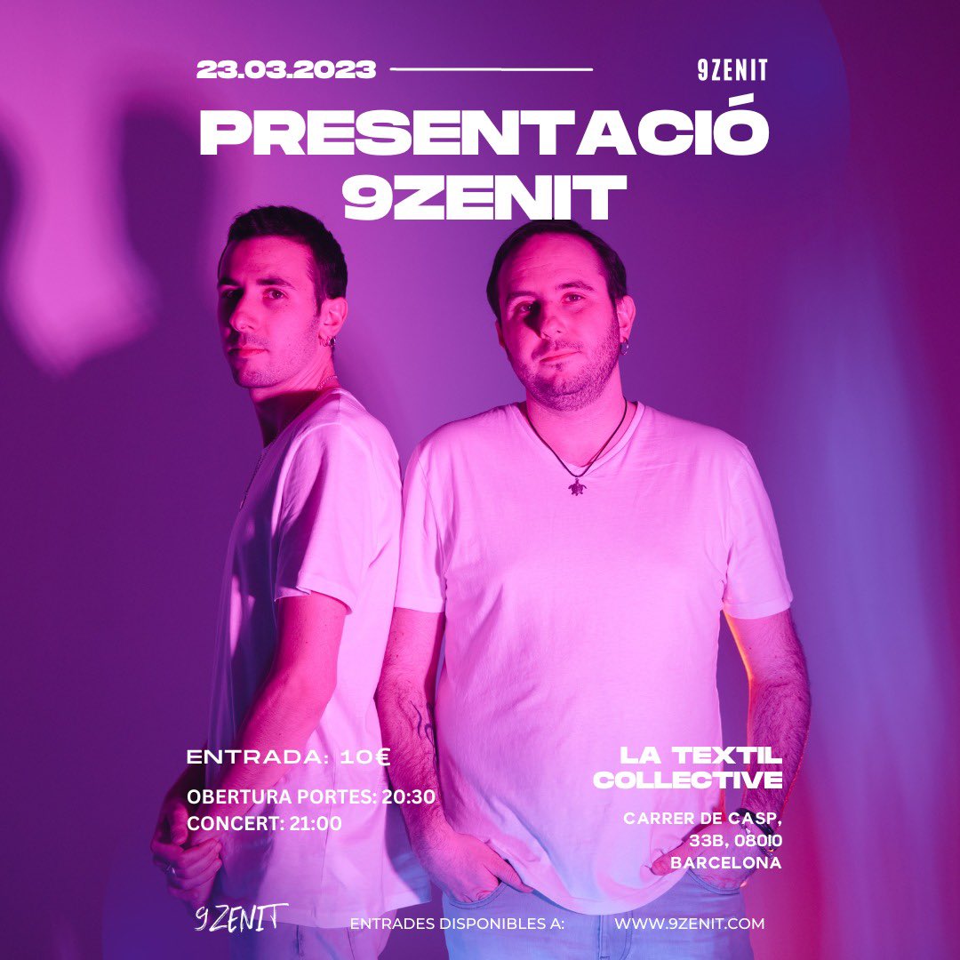 23/03 🎸🥁
CONCERT DE PRESENTACIÓ 9ZENIT
#musicacatalana
