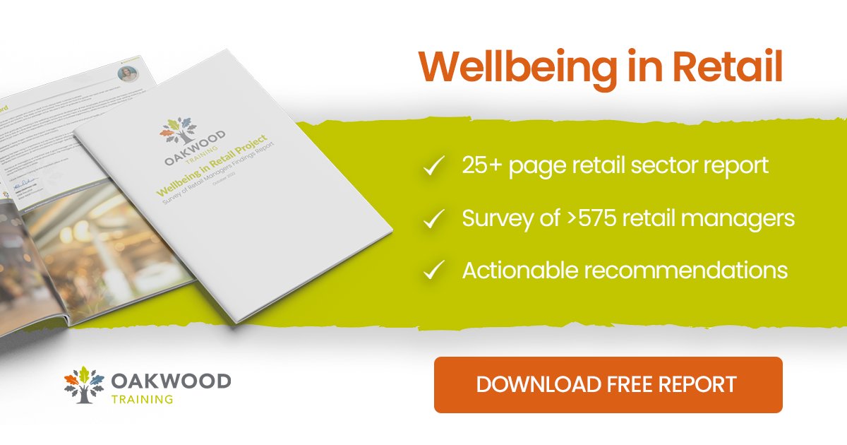 >575 retail managers participated in our first #WellbeingInRetail research project. They so generously shared their time and insights, helping us to shape our research and produce the #WellbeingInRetailReport Download the free report - oakwoodtraining.co.uk/wellbeing-in-r… #Retail
