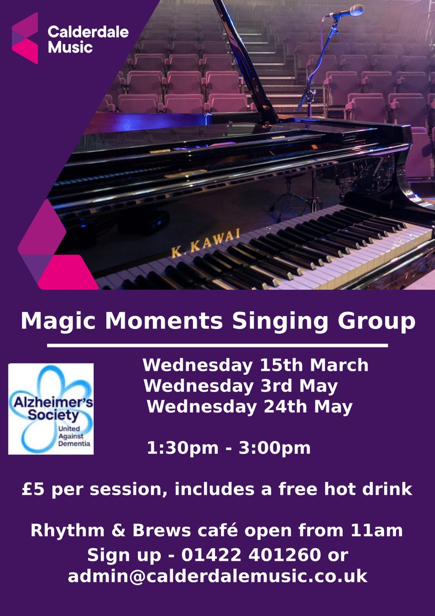 Love to sing? 

Why not join up for the Magic Moments Singing Group! Calderdale Music would love you to come to their group at the Rythm &amp; Blues Cafe. 

To sign up or for more information please call 01422 401260 or email admin@calderdalemusic.co.uk
#Singing #calderdale #friends