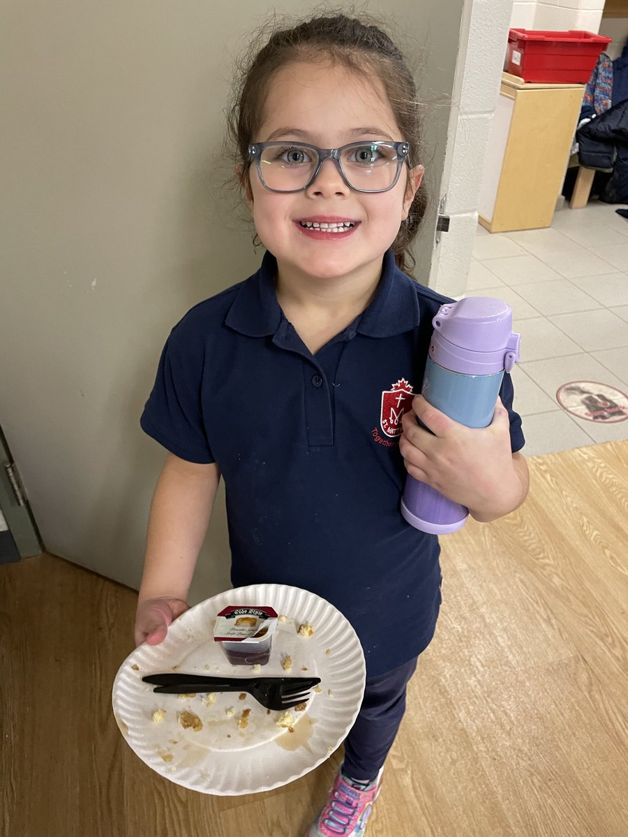 Enjoying pancakes on Pancake Tuesday!