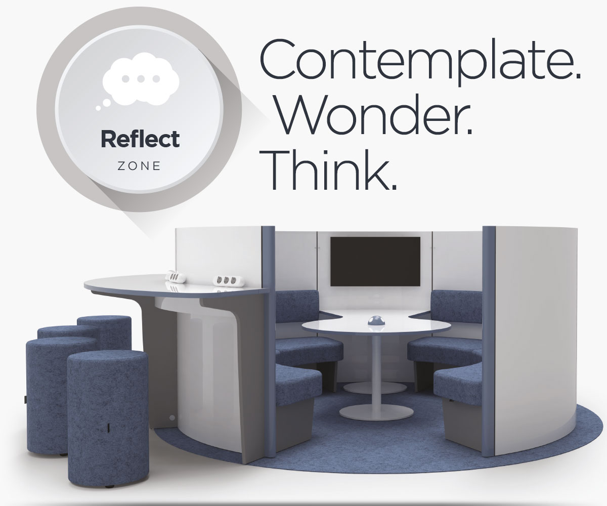 Reflect Zone:  Sometimes we need a quieter space, somewhere we can escape the noise and concentrate – this is especially true in learning environments.  
bit.ly/3K6QtoC 
#6KeyLearningZones #EffectiveLearningSpaces