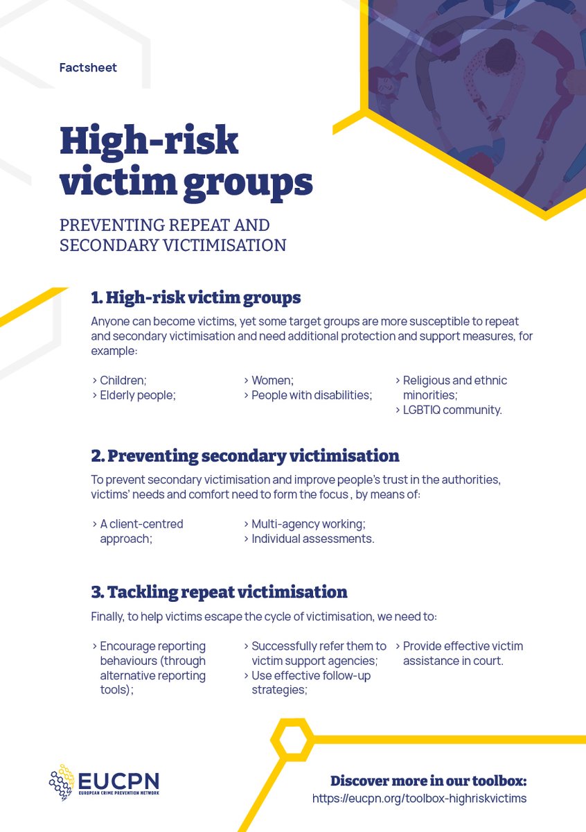 Today is the #EuropeanDayOfVictimsOfCrime!
▶️ The #safejustice campaign @VictimSupportEU is kicked off with a #JointStatement: victim-support.eu/media-center/c…
▶️ Read our #toolbox on high-risk victims: eucpn.org/toolbox-highri…

#safejustice #crimeprevention #EUVictimsRights #EU