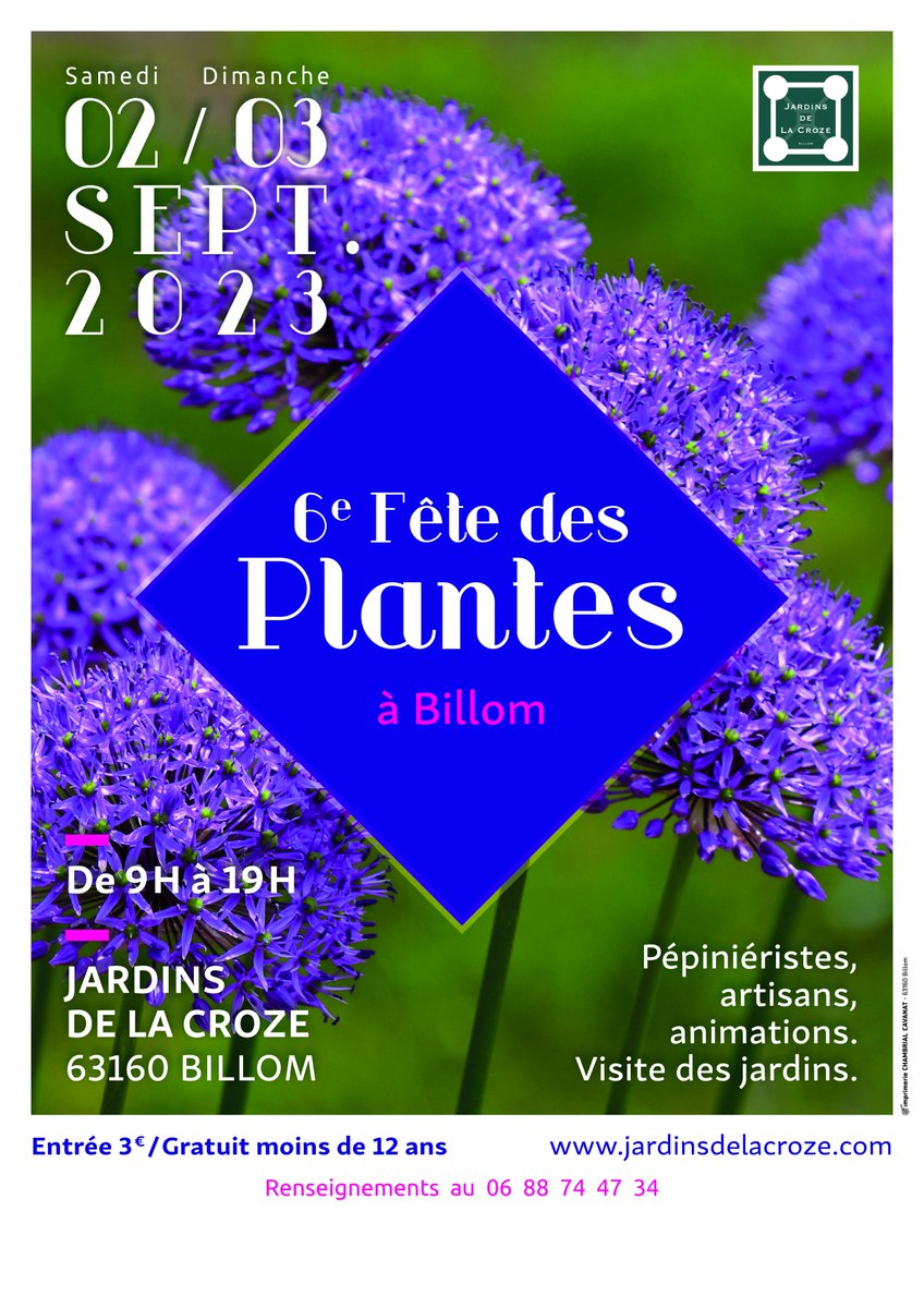 LaCroze63's tweet photo. L'affiche de la Fête des Plantes des 2 et 3 septembre dévoilée ! Les inscriptions sont ouvertes, pour être exposant, n'hésitez pas à poser votre candidature via notre site internet ! https://t.co/4nzCFux8gc
