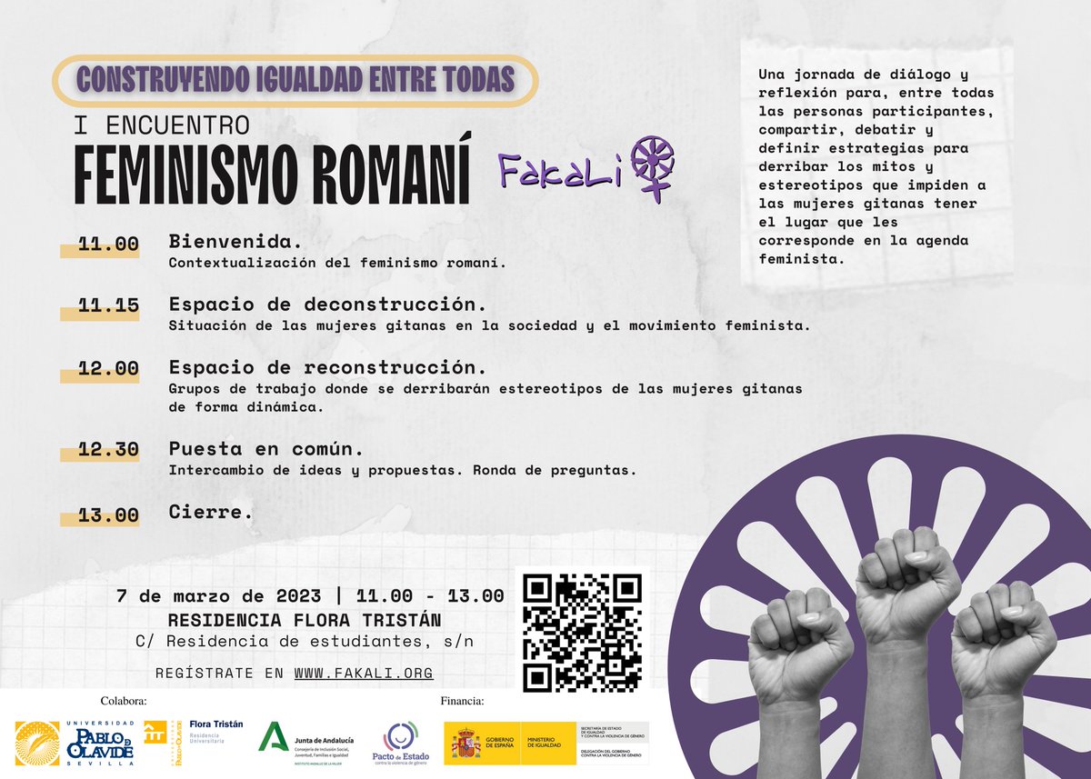 fakaligitanas's tweet photo. Se acerca el #8M♀️
Desde FAKALI, hemos organizado el I Encuentro Feminismo Romaní, un espacio de diálogo y deconstrucción conjunta entre todas las personas a las que les interese la cuestión gitana con perspectiva de género.
Aquí el enlace de inscripción ➡️https://t.co/a33nvJd5mC https://t.co/J7FM3jSzRF