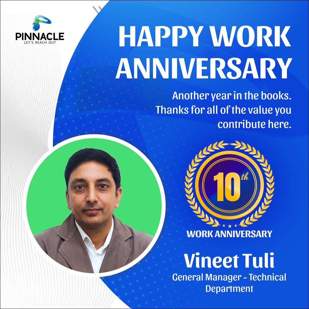 Pinnacle_PTSPL's tweet image. Happy work #anniversary! With you onboard, it has been an amazing #decade! #a2psms #cpaas #customerengagement