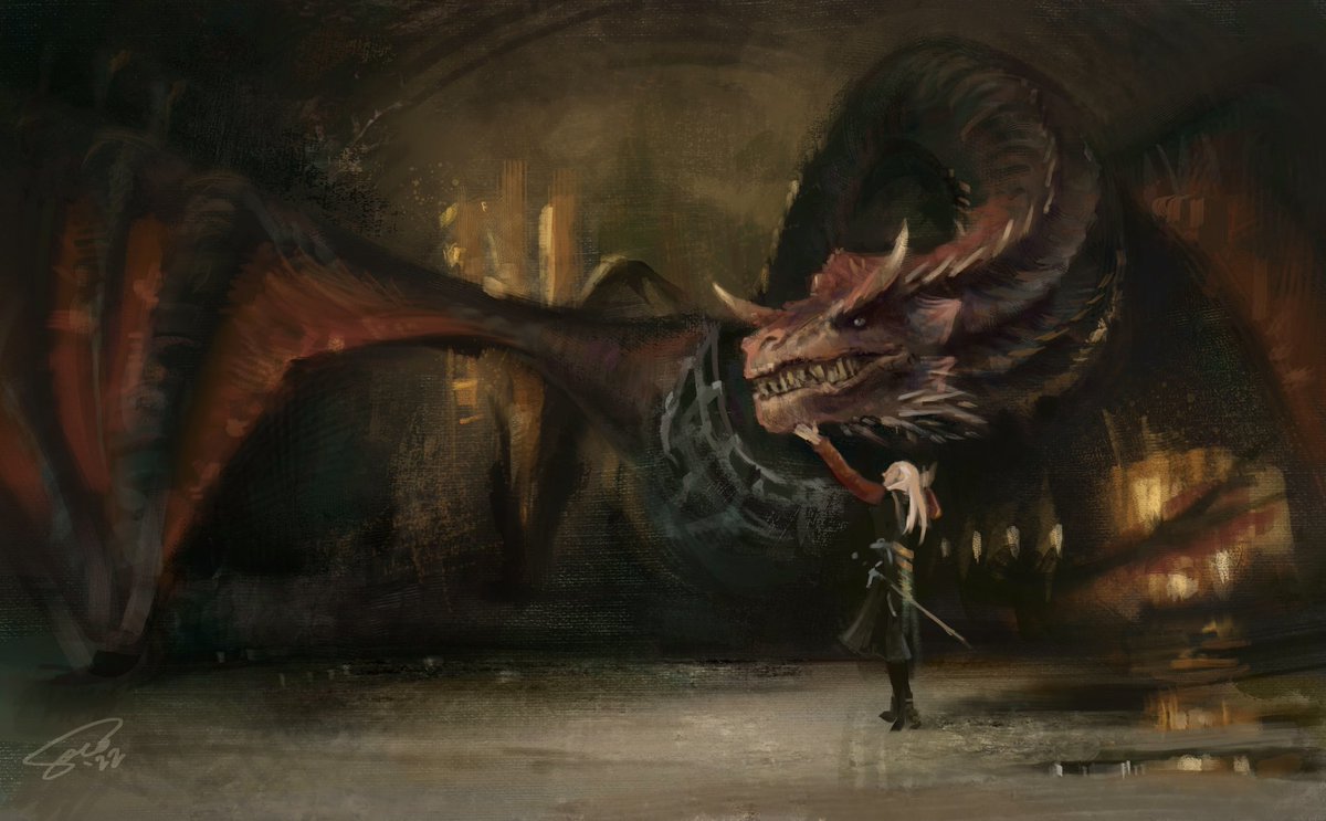 marksocoart's tweet photo. Caraxes and Daemon from @HouseofDragon . A color study I did during a long layover at Hongkong airport. Done in @Procreate. #HouseOfTheDragon #caraxes #DaemonTargaryen https://t.co/BWWvV7xTw0