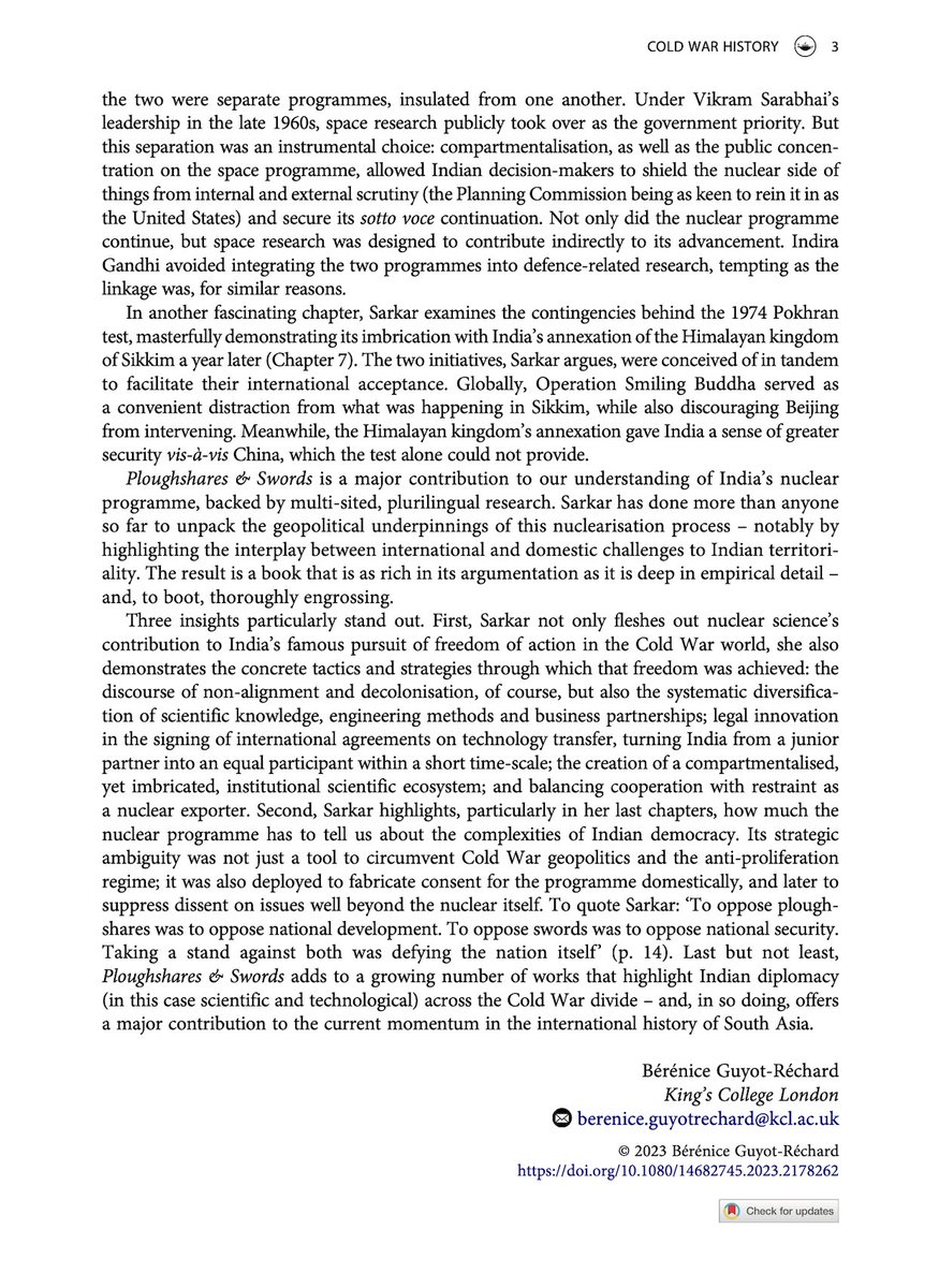 Honoured to read such a glowing review of my book, #PloughsharesandSwords by @GuyotRechard just published in @coldwarhistoryj. This being the first review published in a journal, I am chuffed. @CornellPress 
tandfonline.com/doi/full/10.10…
