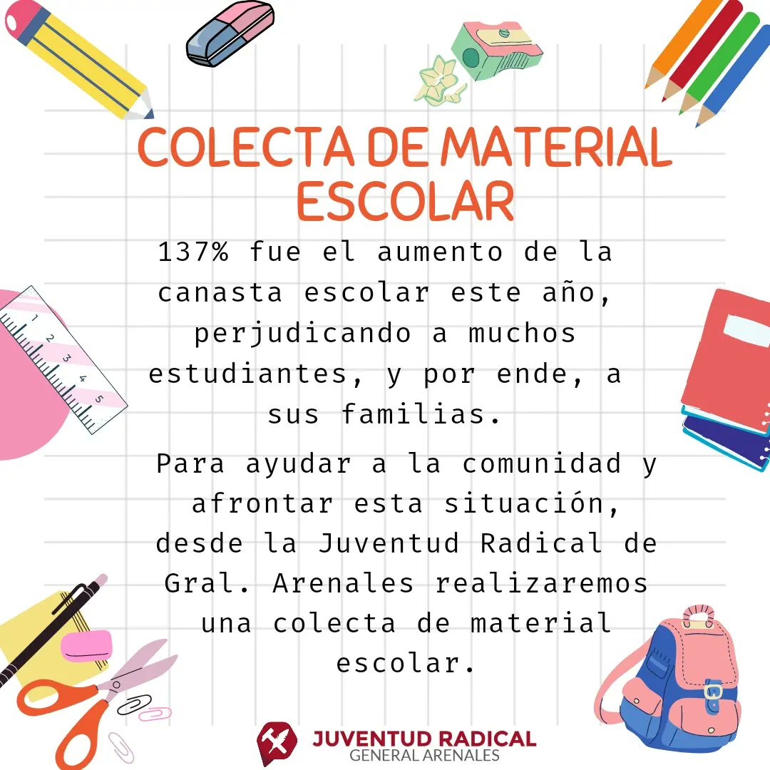 JRGralArenales's tweet photo. COLECTA DE MATERIAL ESCOLAR ✏️
.
.
¡AYUDANOS A AYUDAR! https://t.co/mHJqbUcX36