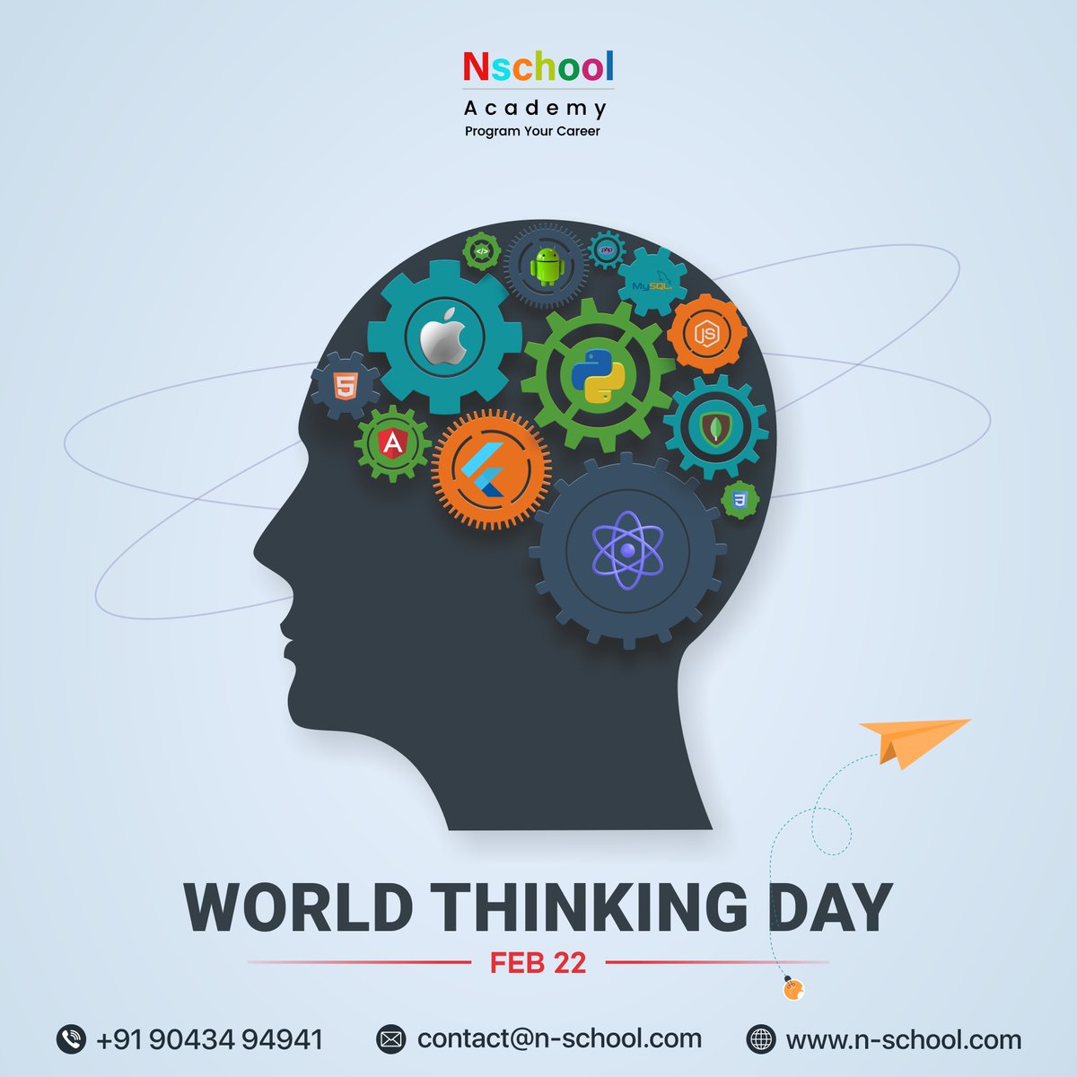 Nschool12's tweet image. We can only solve a problem if we bring some change in our thinking, a positive change…..

"Happy World Thinking Day.” 

Call : +91 90434 94941

Visit : n-school.com

#WorldThinkingDay #happyworldthinkingday #February22 #positivechange #Angular #reactnative #nodejs