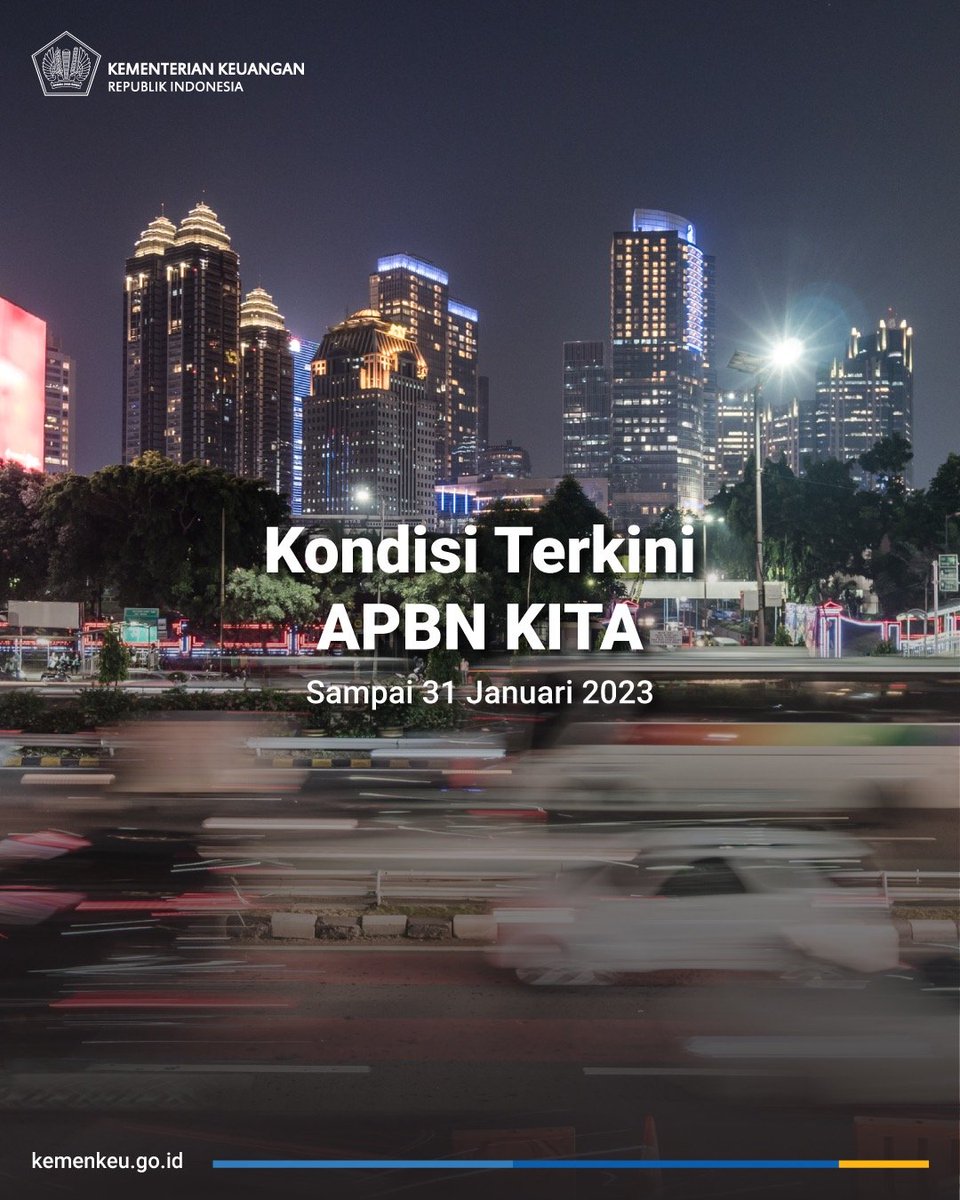 Kinerja #APBN2023 di awal tahun ini SANGAT BAIK. ✨

Ekonomi Indonesia juga jadi salah satu yang paling tangguh.

Seperti apa detilnya? 🧐
Kita cek realisasi #APBNKiTa s.d. 31 Januari 2023 yuk. ⬇️