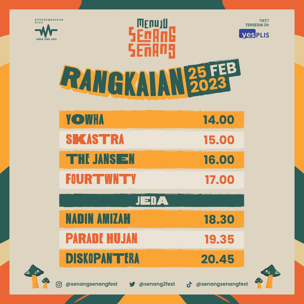 senang2fest's tweet photo. Siap-siap Weekend kalian dipastikan pecah karena akan ada Menuju Senang Senang 😱‼️ 

Yuk, simak baik-baik! Rangkaian Acara untuk tanggal 25 Februari!😉 

Diingat ya! kalau perlu dicatat jam-jamnya, jangan sampai terlambat ya! 👊😵

#kitainginsenangsenang #menujussf #ssf23 https://t.co/u59T53WfxB