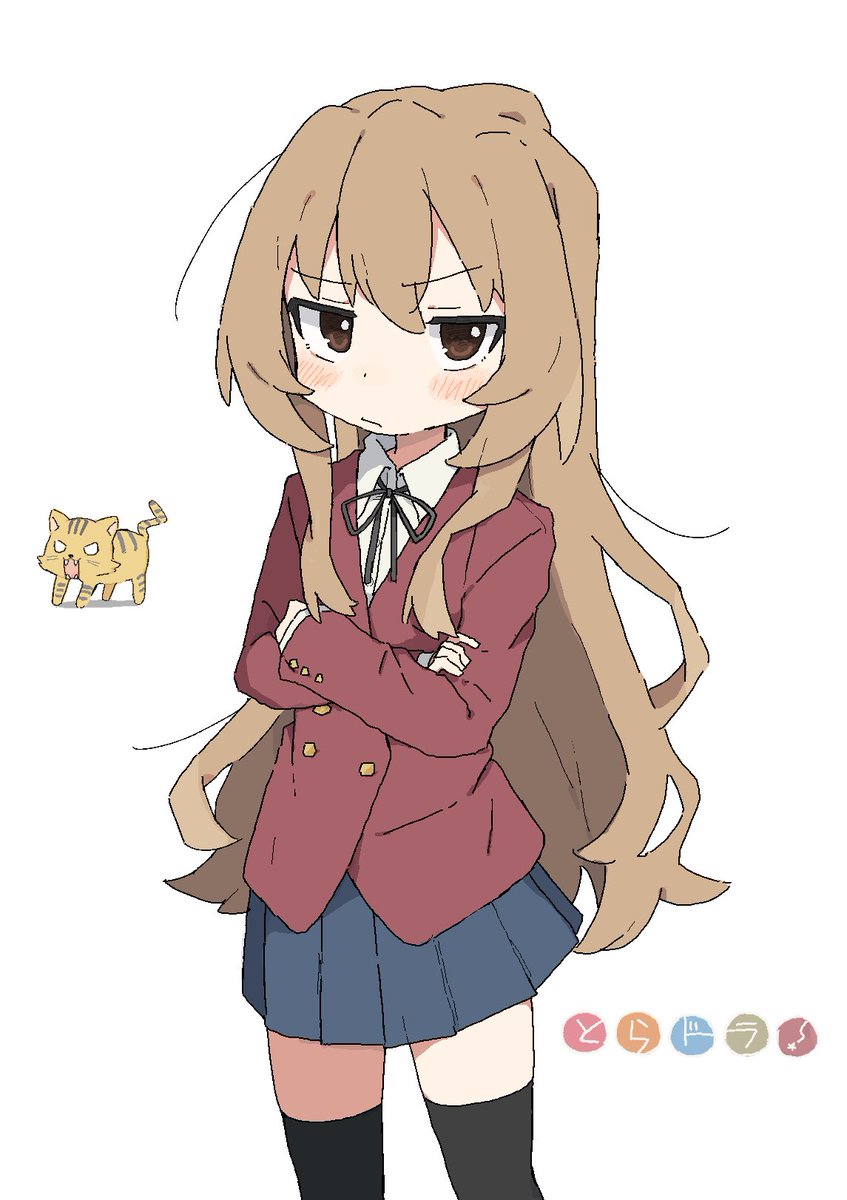 aisaka taiga 1girl oohashi high school uniform thighhighs long hair skirt crossed arms school uniform  illustration images