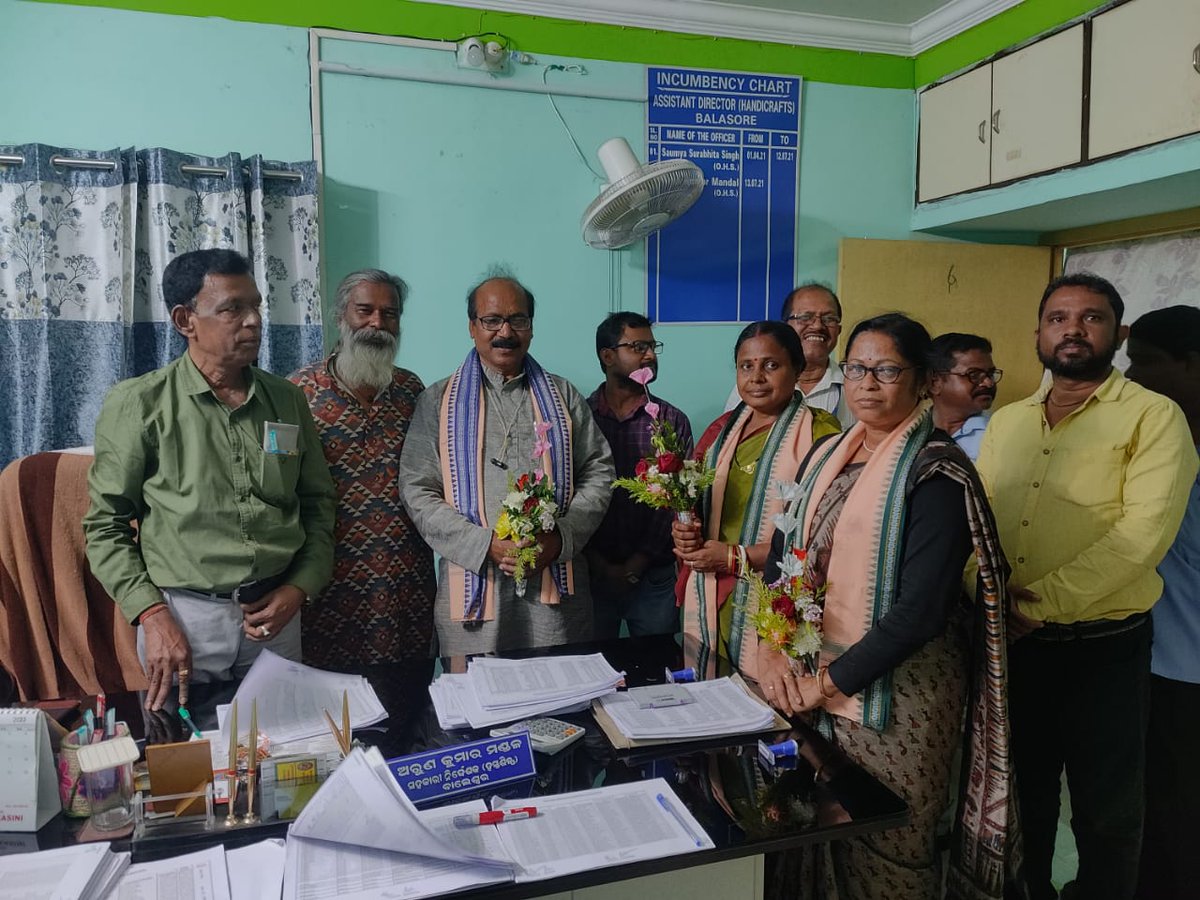 Felicitated to State awardee Sri Uday  Mohanty kalakrutee Awardee Sorojini Das &amp; Kalakrutee awardee Smt kanaka lata Das by ADH Balasore with all staffs of ADH Bls on dt 22.02.23