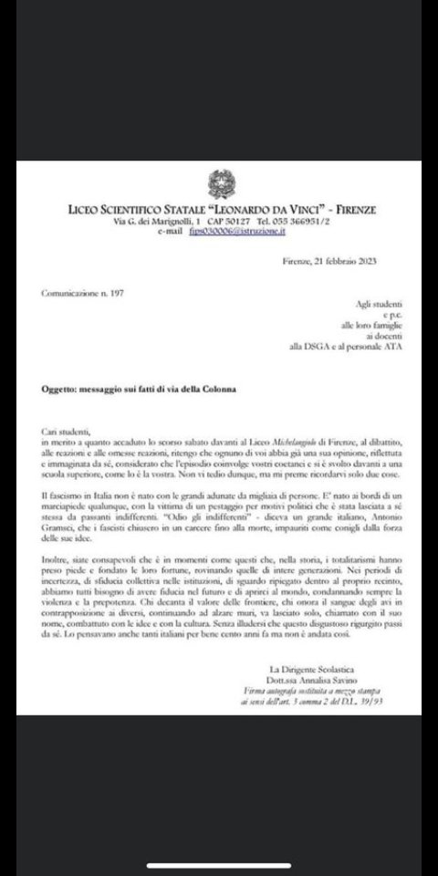 gigi52335676's tweet photo. In un mondo di Sallusti e Bocchino siate la preside del Liceo Michelangelo https://t.co/vSyGt6pL6R