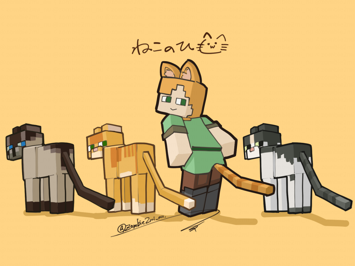 zombie2mi_nu's tweet photo. #猫の日 のマイクラ猫ズとエンダーマンとアレックスとピリジャー https://t.co/ortFC0jQ3Y