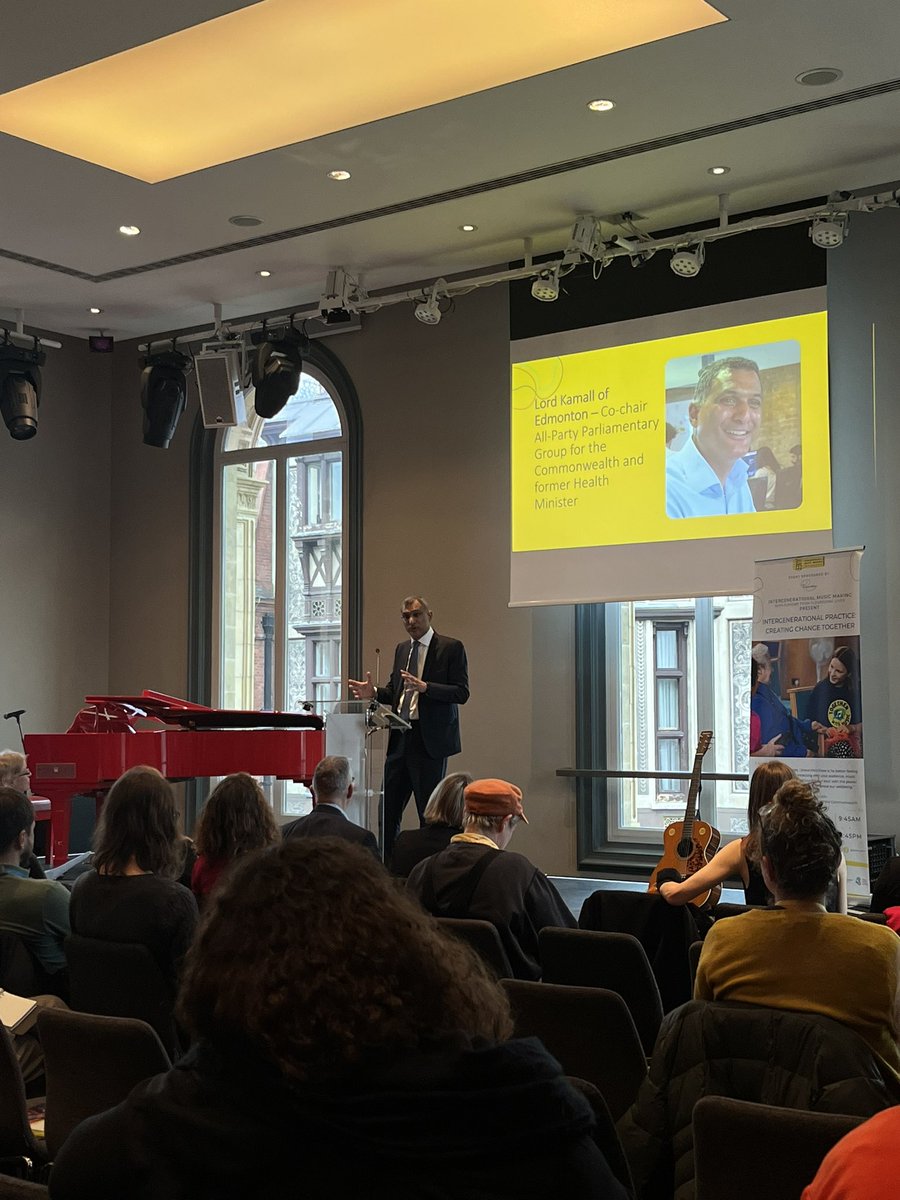 IMMmusicUK's tweet photo. Lord Kamall of Edmund sharing his journey with music and how we can utilise music for direct benefits to our health.
Thank you for supporting the day and driving the conversation on intergenerational practice and power of music forward #CreatingChangeTogether https://t.co/trD6myDOrd