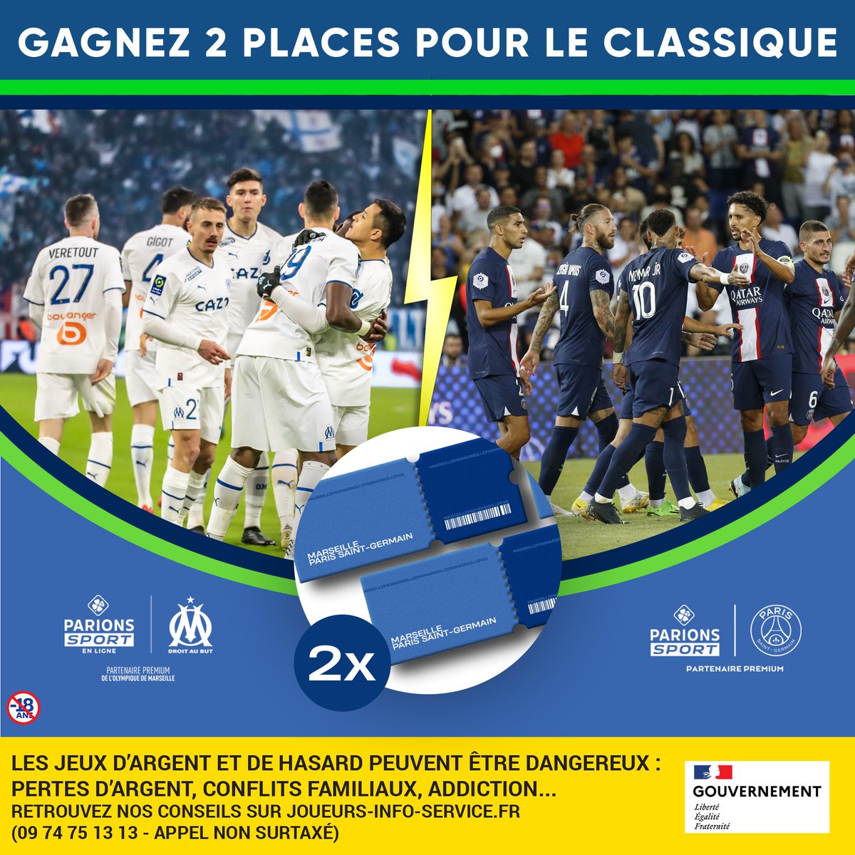 🎁 GAGNEZ 2 PLACES POUR LE CLASSIQUE 

Cliquez sur le lien ci-dessous et suivez les étapes indiquées.

bit.ly/3SsT0vy

Vous avez jusqu'au jeudi 23 février à 13h pour participer !

Les résultats seront dévoilés le jeudi 23 février à 14h, sur nos réseaux sociaux.